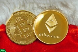 Picture of Bitcoin and Ethereum coins