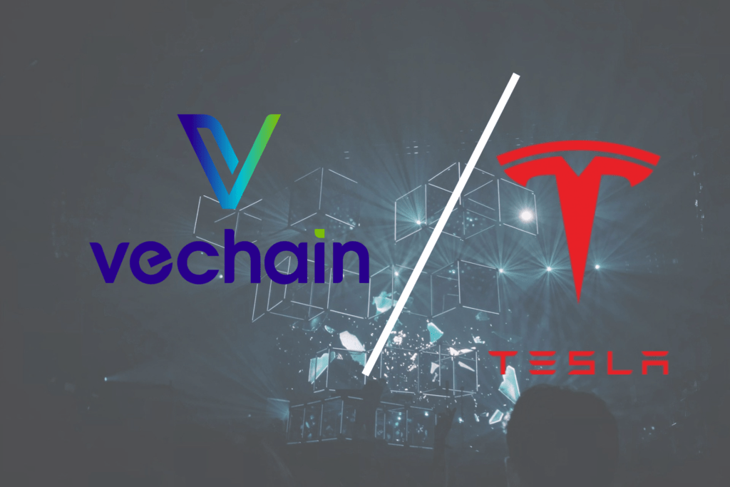 Vechain and tesla partnership illustration