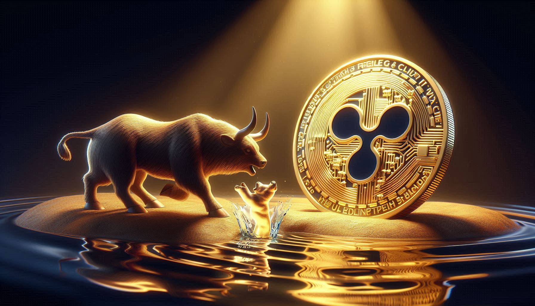 XRP COIN AND A BEAR ON THE SIDE