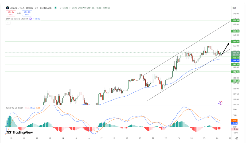 SOLANA/US DOLLAR PRICE CHART FOR 24 HORS PERIOD