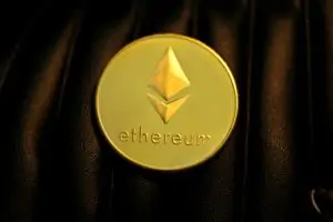 Ethereum ETH coin on a blackish background