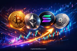 image of bitcoin, ethereum, solana and ADA