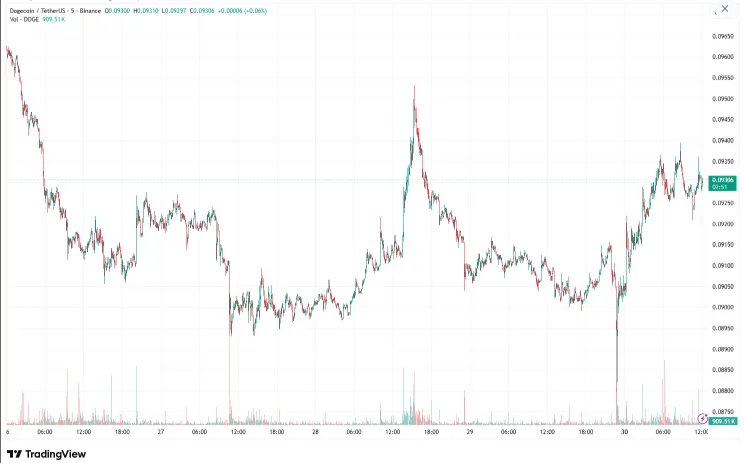DOGE/USDT PRICE CHART FOR 24 HOURS PERIOD