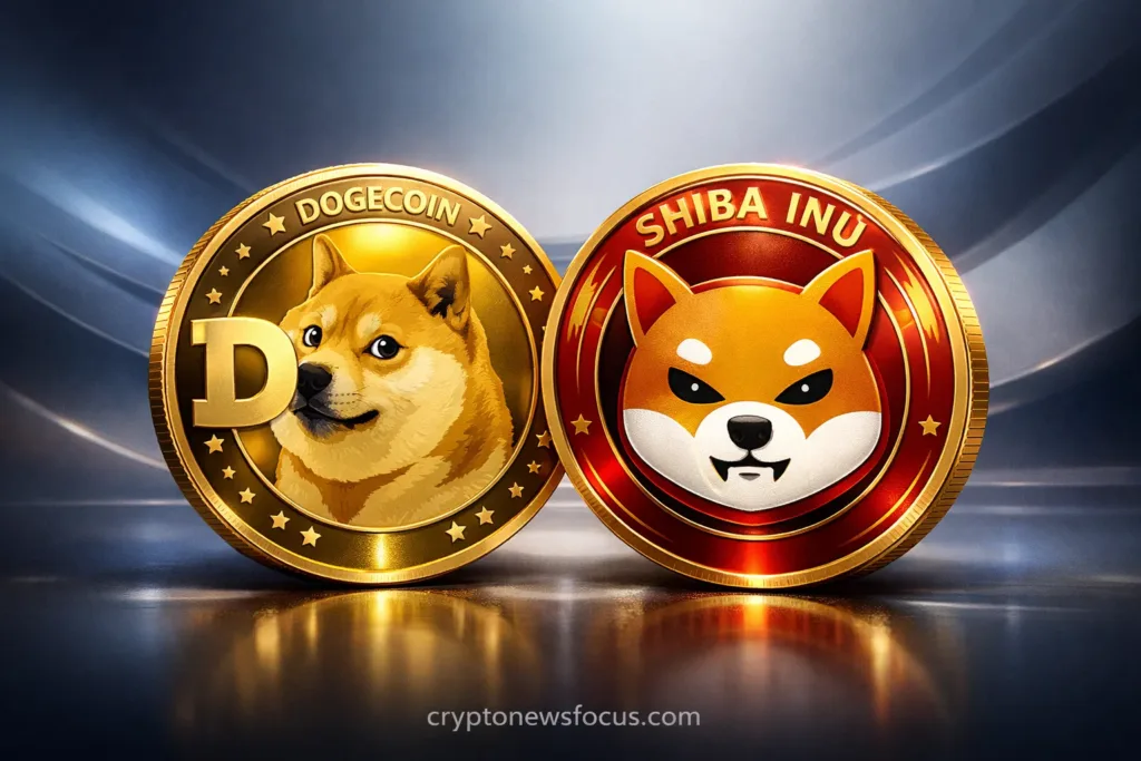 DOGECOIN ADN SHIBA INU IMAGES SIDE BY SIDE
