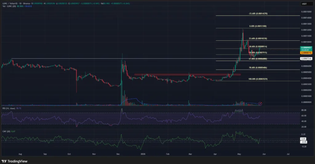 LUNC/USDT PRICE CHART 24 HOURS PERIOD