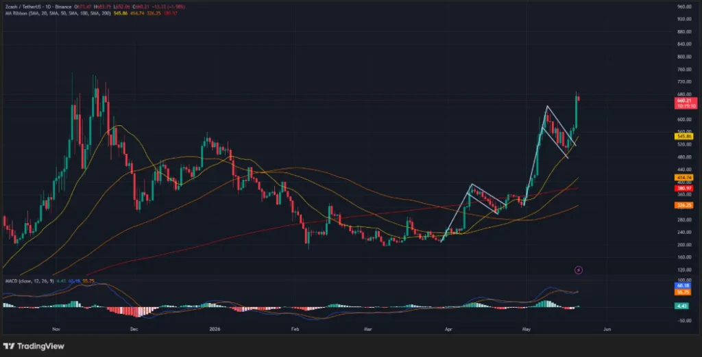 ZCASH PRICE CHART FOR 24 HOURS PERIOD 