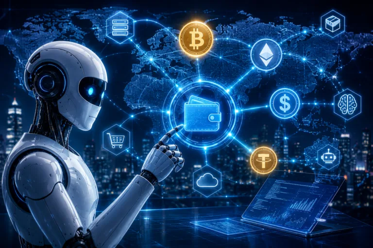 AI agents cryptocurrency robot interacts