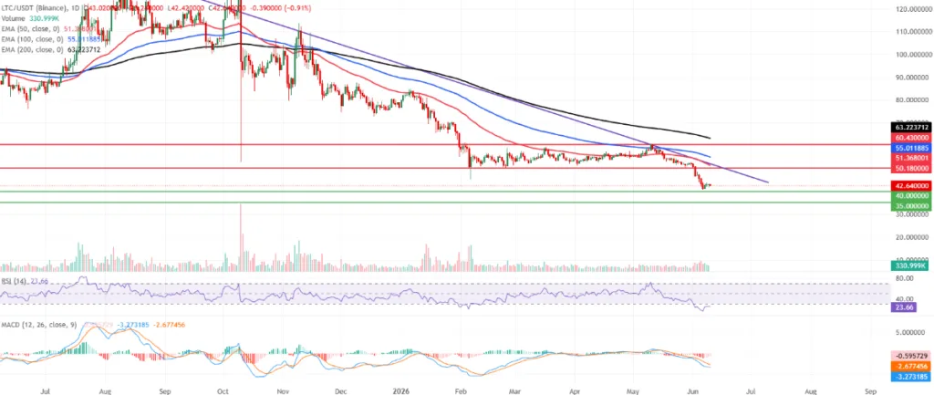 LTC/USDT PRICE CHART FOR 24 HOURS PERIOD