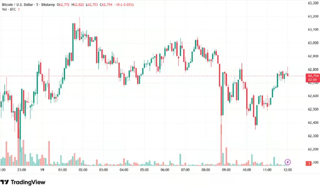 BITCOIN/U.S DOLLAR PRICE CHART FOR 24 HOURS PERIOD