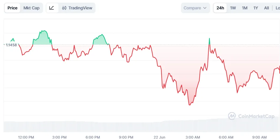 XRP PRICE CHART FOR 24 HOURS PERIOD