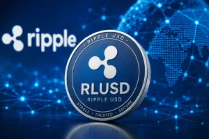 IMAGE OF RLUSD AND IN THE BACKGROUD THERE IS WORD RIPPLE