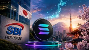 Futuristic Tokyo with crypto and tradition solana