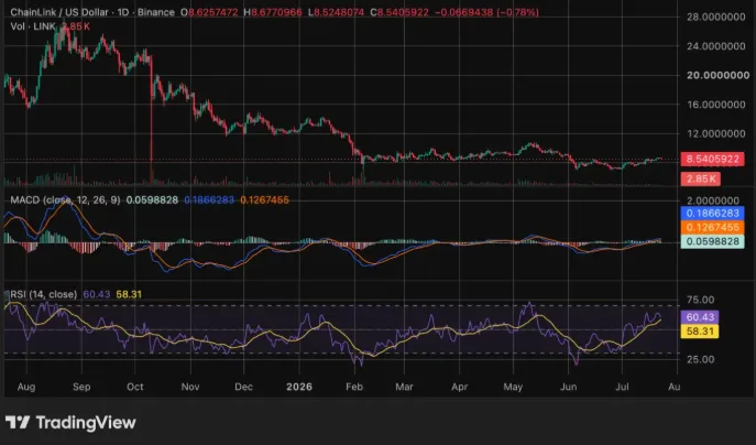 CHAINLINK/U.S DOLLAR PRICE CHART FOR 24 HOURS PERIOD