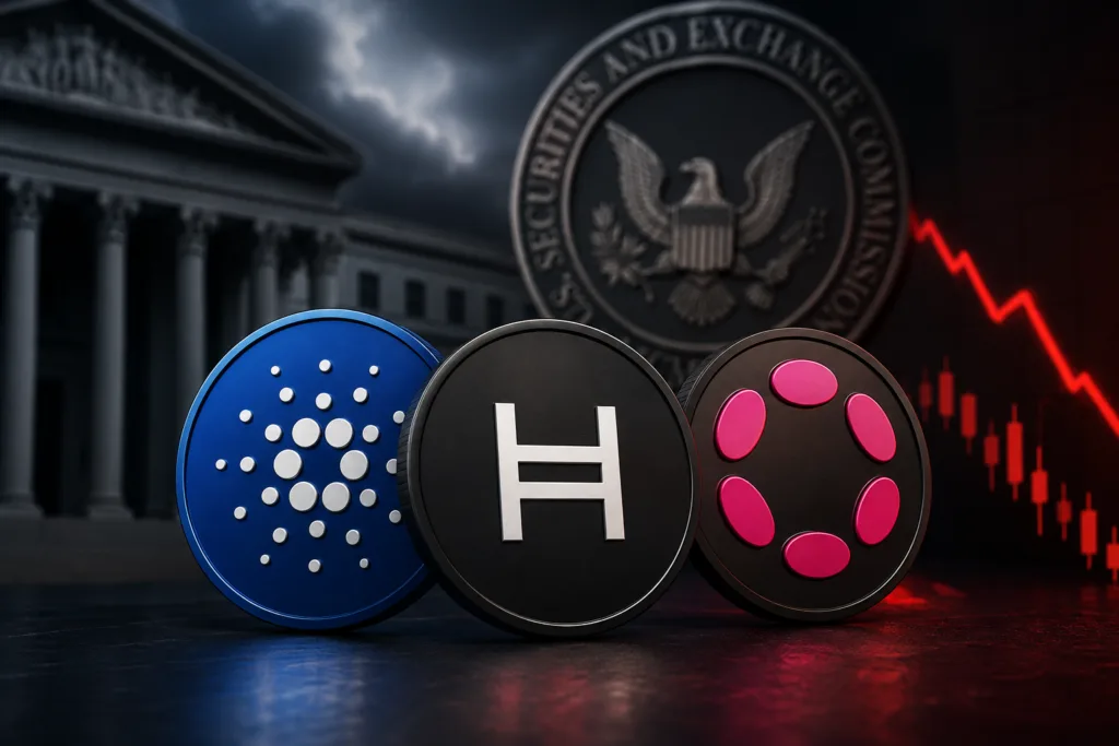 CARDANO, HEDERA, AND POLKADOT LOGOS