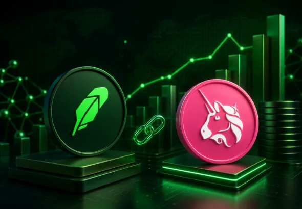 obinhood Chain and Uniswap symbols with a rising blockchain chart representing rapid TVL growth.