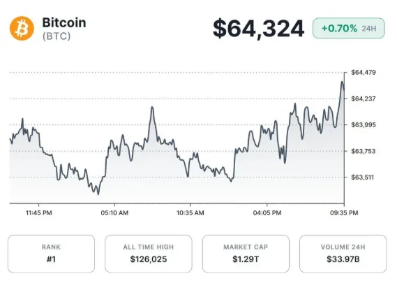 BITCOIN PRICE FOR 24 HOURS PERIOD