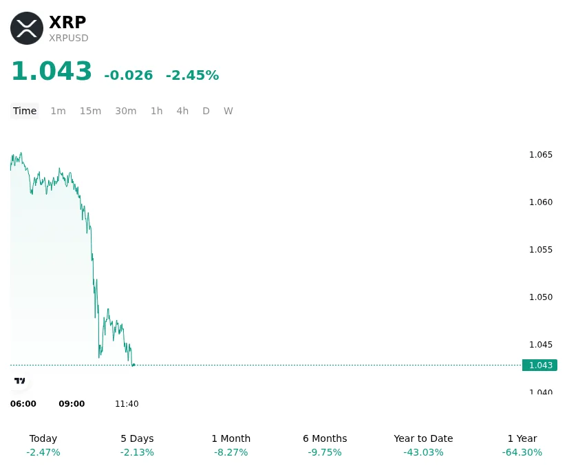 XRP PRICE CHART FOR 24 HOURS PERIOD