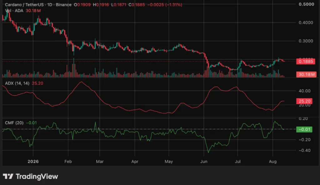 CARDANO/TetherUS PRICE CHART FOR 24 HOURS PERIOD