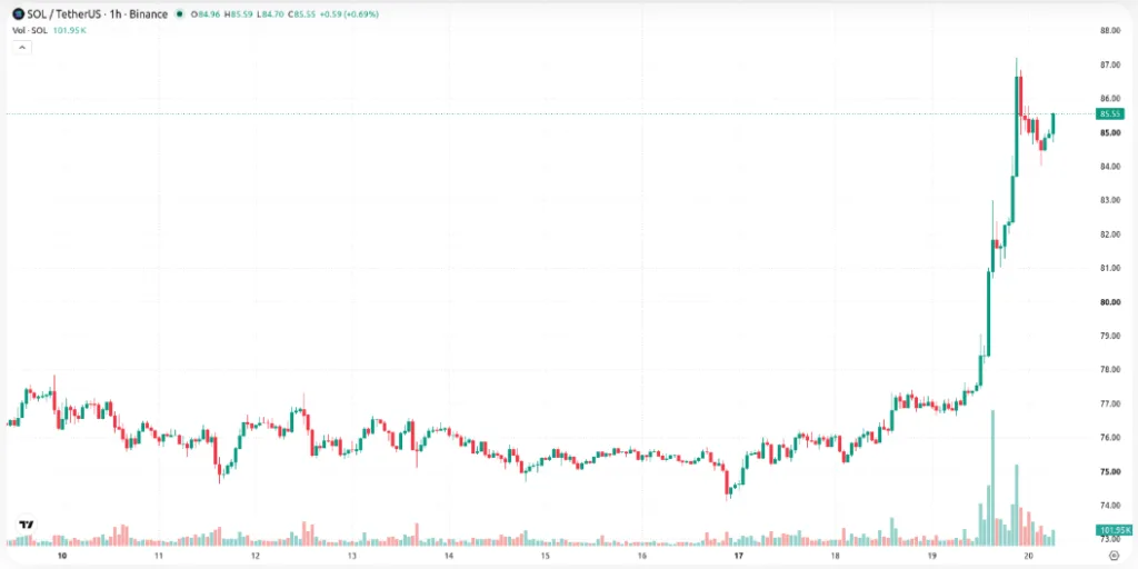 SOL/USDT PRICE CHART FOR 24 HOURS PERIOD