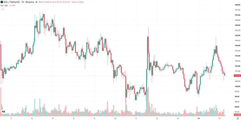 SOL/USDT PRICE CHART FOR 1 HOUR PERIOD