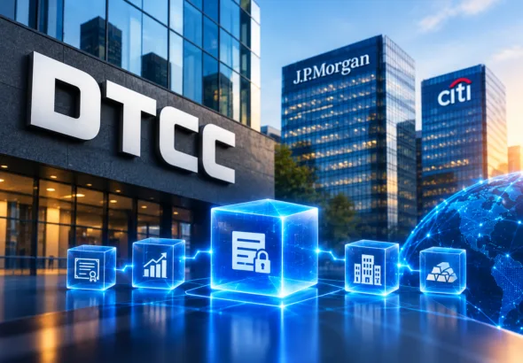 DTCC building with JPMorgan and Citi towers in the background